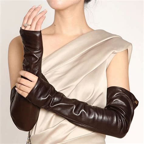 long fingerless gloves leather|genuine leather fingerless gloves.